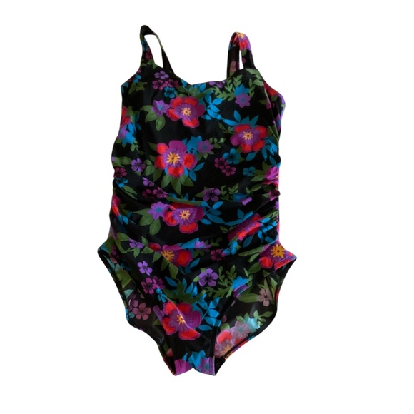 L.L.Bean Sunblocking Slimming One Piece Swimsuit Sz 16 Floral UPF 40+Cruise Chic - Picture 1 of 9